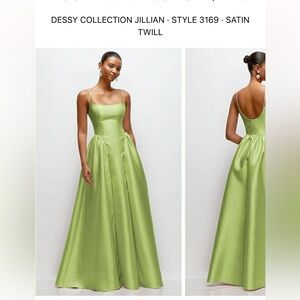 Dessy Collection Strapless Satin Twill Gown in Lime Green